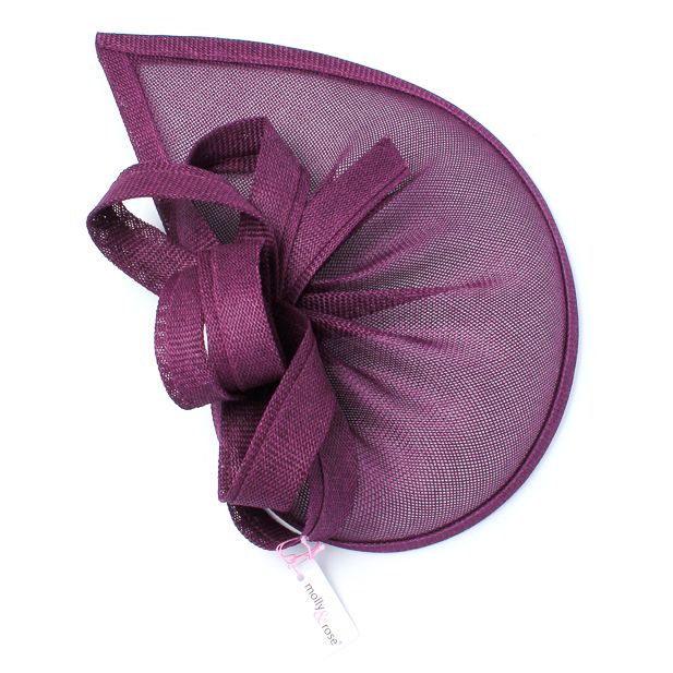 Aubergine sinamay fascinator