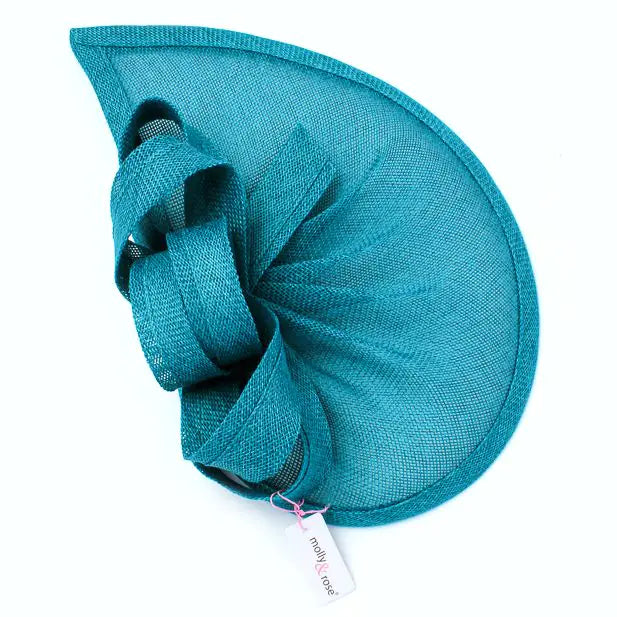 Teal sinamay fascinator