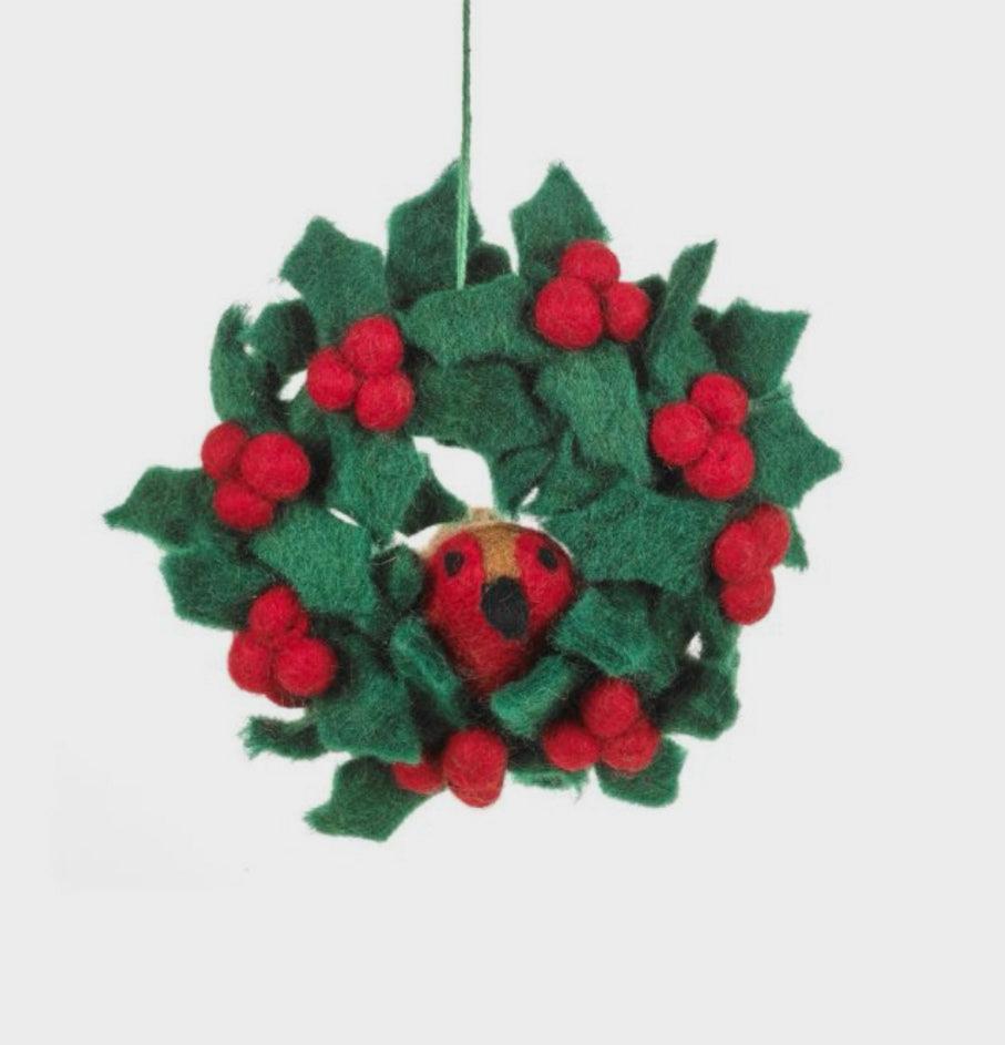 Christmas Wreath & Robin Xmas Decoration